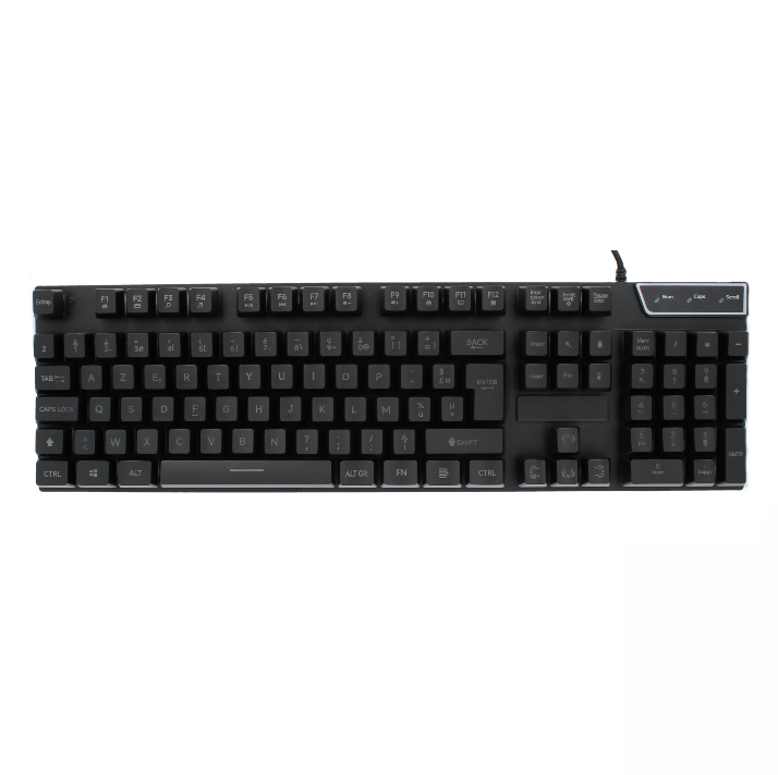 Clavier de jeu noir azerty avec pavé numérique et éclairage RGB