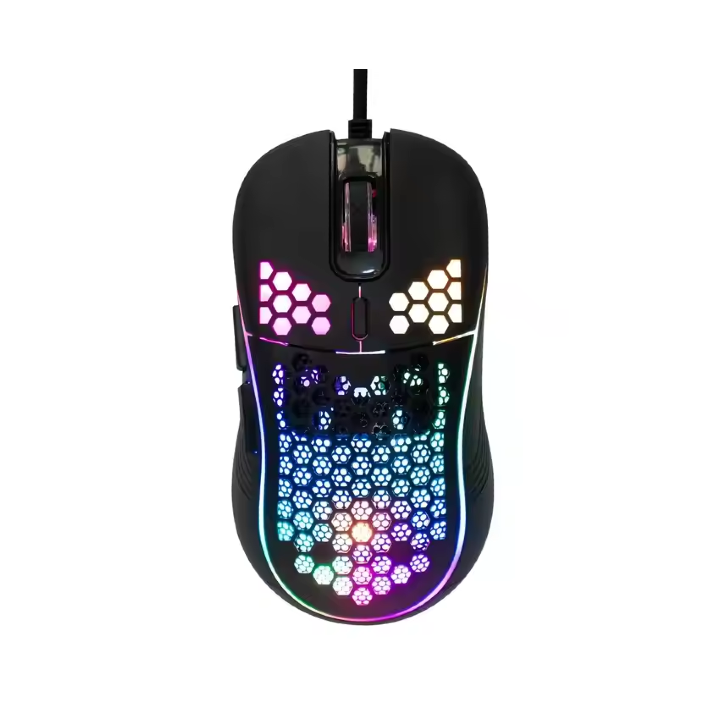 Souris de jeu noir avec éclairage multicolore